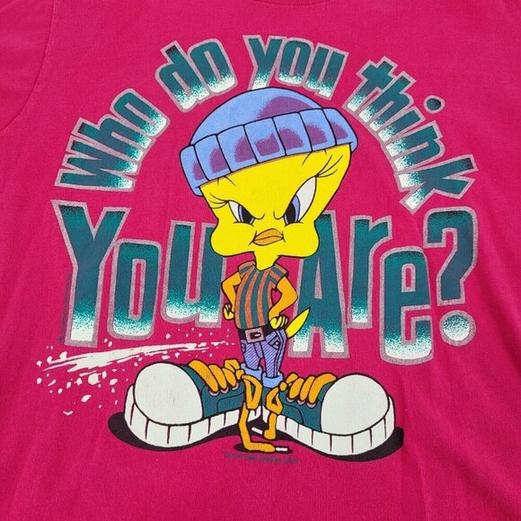 Tweety Bird Tee Size Large Pink Vintage VTG 90's‎ Warner Bros - Picture 6 of 8
